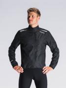 Fusion Mens S1 Run Jacket i sort med reflekterende bånd på ærmer og skuldre
