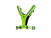 Rogelli Sports LED vest i neongul med refleksbånd og en lodret række LED-dioder foran