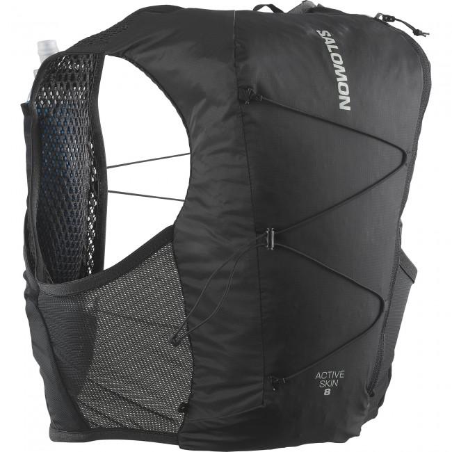 Salomon Active Skin 8 Set løberygsæk i sort med to softflasker