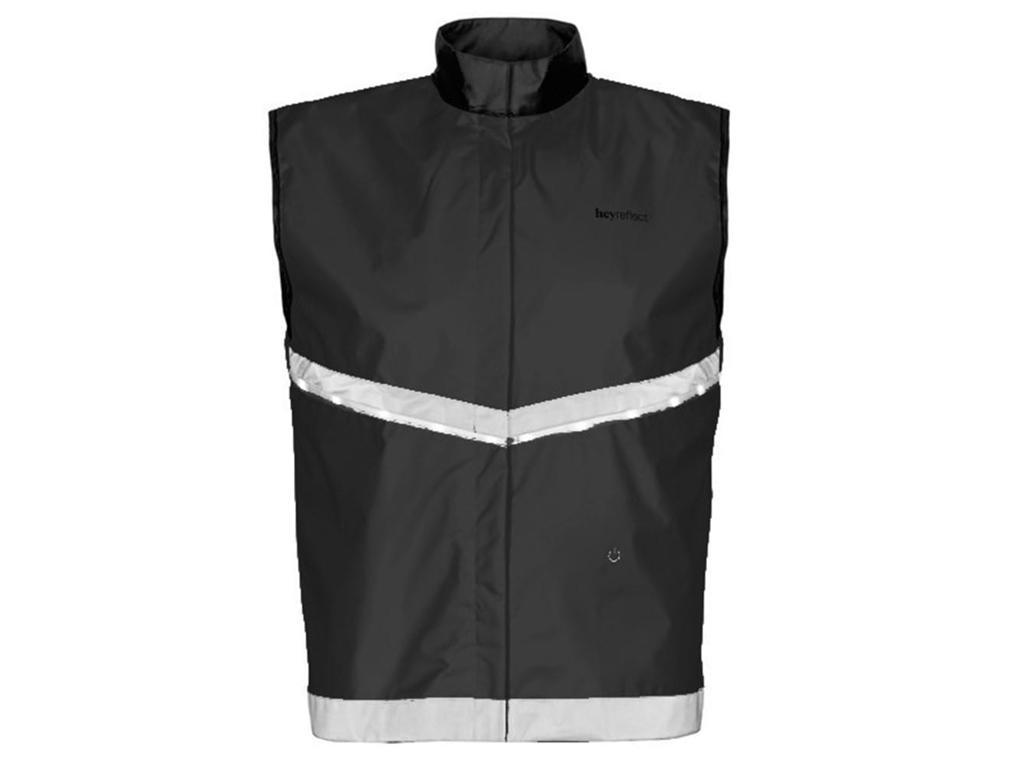 heyReflect refleksvest i sort med LED-lys placeret langs kanterne